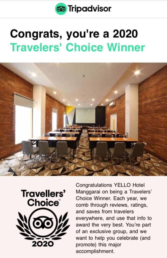 Tauzia Hotel Menerima 29 Penghargaan "Travelers’ Choice Awards 2020" dari TripAdvisor