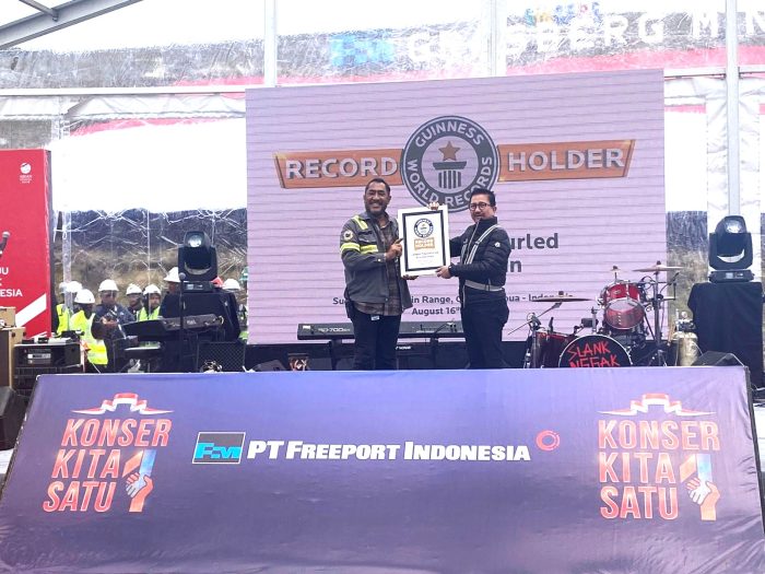PT Freeport Indonesia Pecahkan Rekor Dunia: Bentangkan Bendera Terbesar di Puncak Grasberg dalam Rangka HUT ke-78 RI