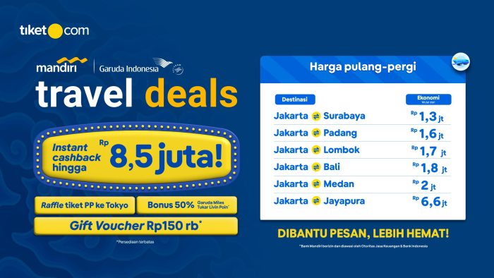 tiket.com Siap Bagi-bagi Gift Voucher di Mandiri Garuda Indonesia Travel Deals 2025