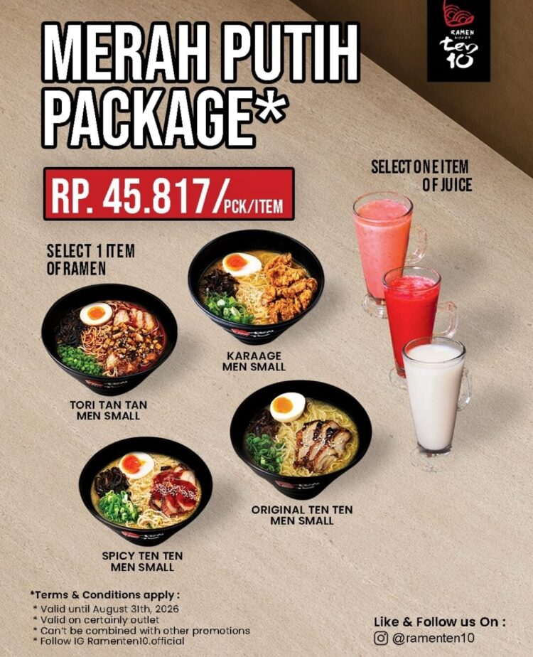 Tekko dan Ramen Ten 10 Hadirkan Promo Kemerdekaan